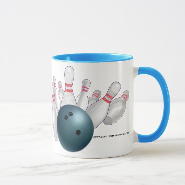 Taza Fiesta personalizado azul de la bola de bolos (Derecha)