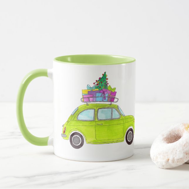Taza Fiesta Retro Verde 500 con acuarela de regalo (Con donut)