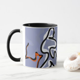 Taza Figura con Línea: Azul abstracto, Naranja, B y W