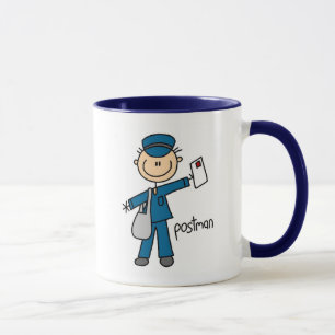 Taza Figura de palo de trabajador postal