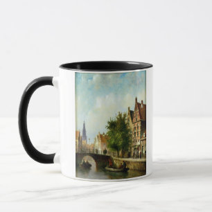 Taza Figuras en un canal, Amsterdam (aceite en el