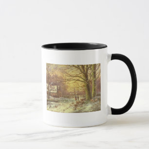 Taza Figuras en una trayectoria antes de un pueblo en
