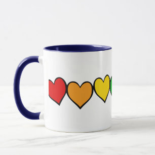 Taza Fila de los corazones arcoiris