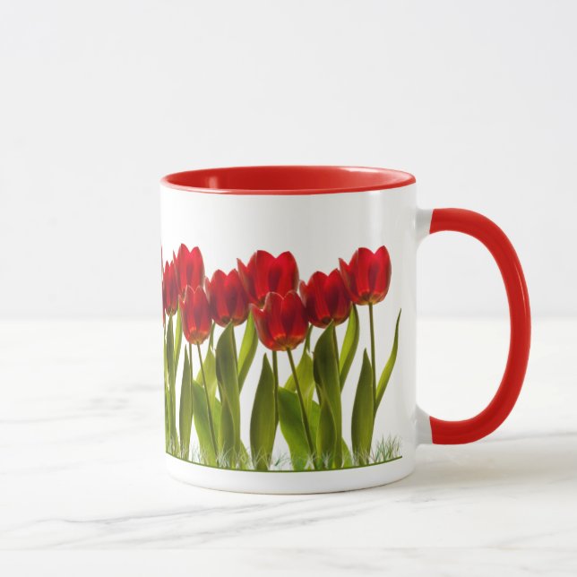 Taza Fila de los tulipanes brillantes de la primavera (Derecha)