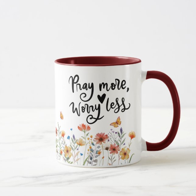 Taza Filipinas 4:6-7 Reza más Preocupación Menos Verso  (Derecha)