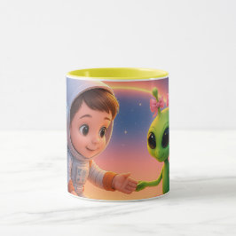 Taza Fille cosmonaute et petite extraterrestre