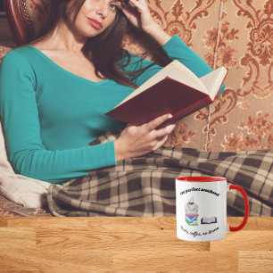 Taza Fin de semana perfecto: Libros, café, sin drama