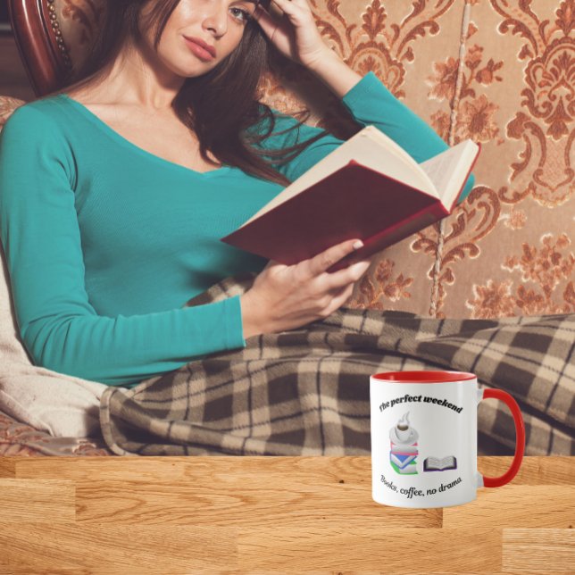 Taza Fin de semana perfecto: Libros, café, sin drama (Subido por el creador)