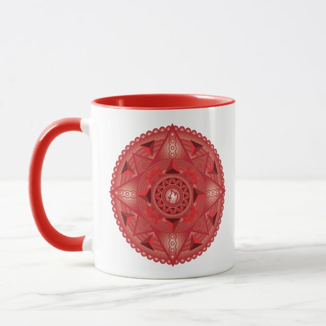 Taza Fire Tetrahedron Red Mandala Two Tone Mug (Izquierda)