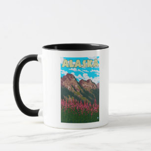 Taza Fireweed con el poster del viaje del vintage de