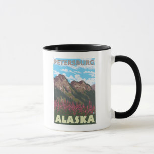 Taza Fireweed y montañas - Petersburgo, Alaska