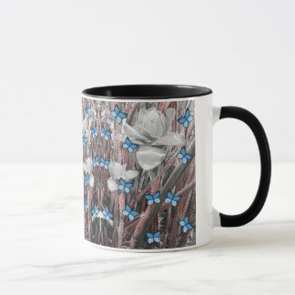 Taza Firma de hormigas rojas y mariposas azules Rosas