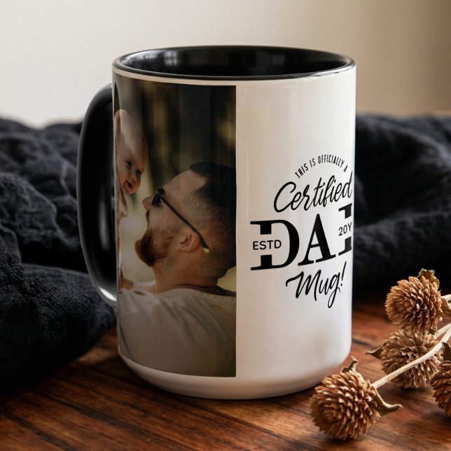 Taza First Father’s Day Certified Dad Mug New Dad Photo (First Father’s Day Certified Dad Mug New Dad Photo)