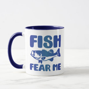 Taza Fish Fear Me Fear Blue Art Pescador Diseño