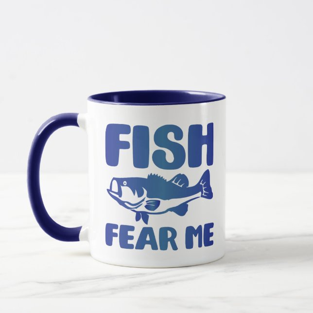 Taza Fish Fear Me Fear Blue Art Pescador Diseño (Izquierda)