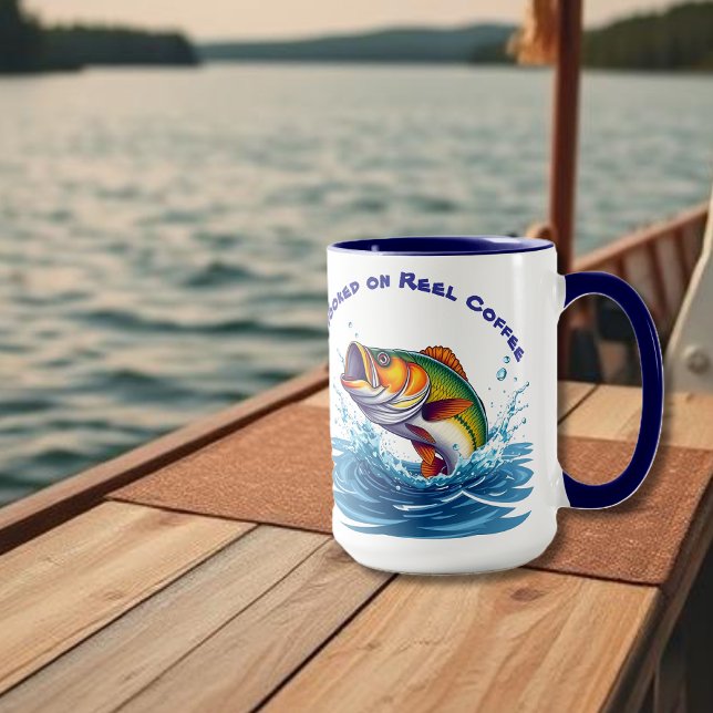 Taza Fish-Funny-Hooked on Reel Coffee (Fish-Funny-Hooked on Reel Coffee Mug)