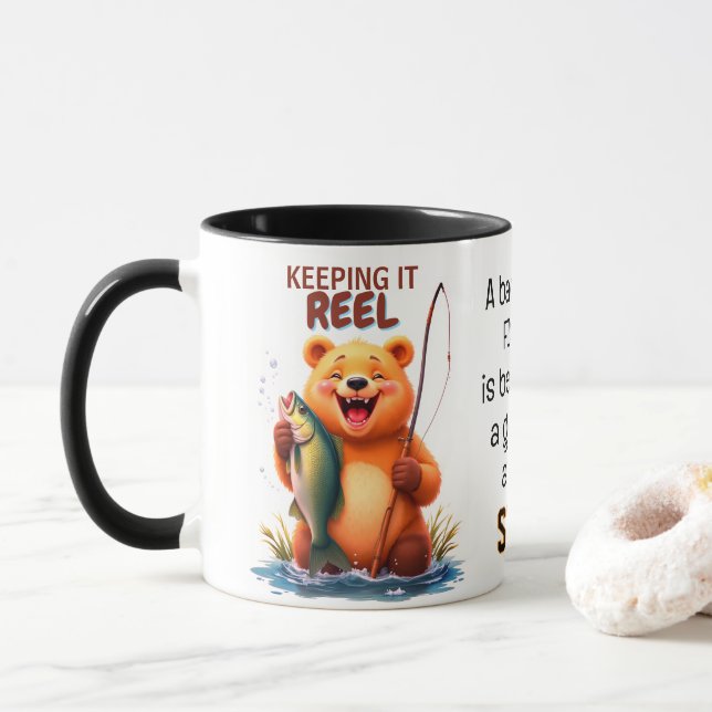 Taza Fishing Dad Bear Catch Fish  (Con donut)