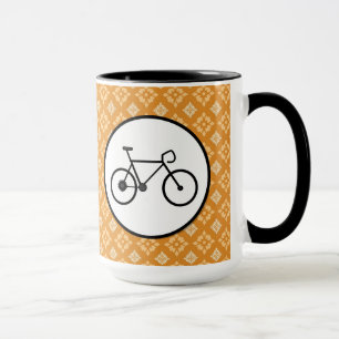 Taza Fixiar la bicicleta con un patrón de Naranja