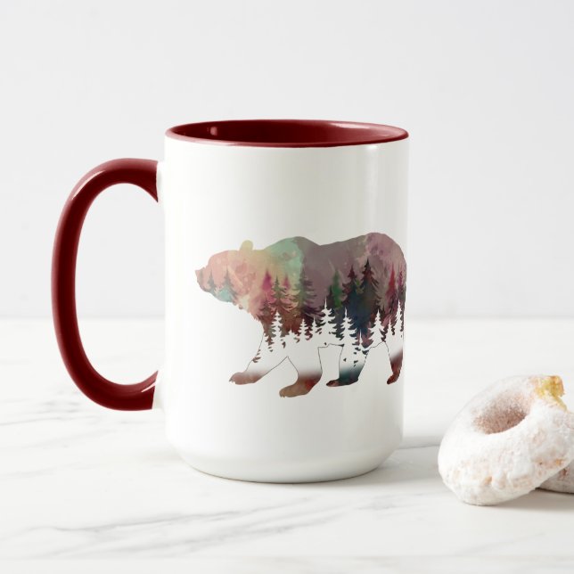 Taza Flagrante acuarela Oso salvaje de vida (Con donut)