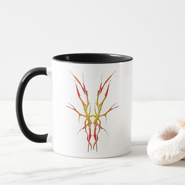 Taza Flame Tribal Deer Skull Hunting Design (Con donut)