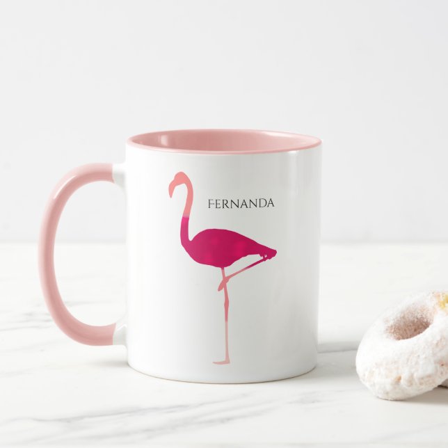 Taza Flamenco personalizado rosa brillante elegante de (Con donut)