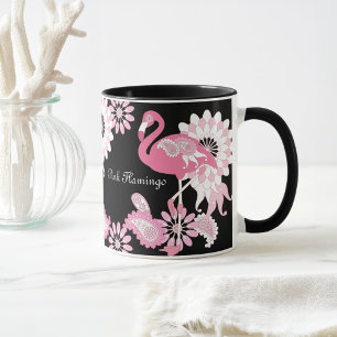 Taza Flamenco rosa negro moderno caprichoso