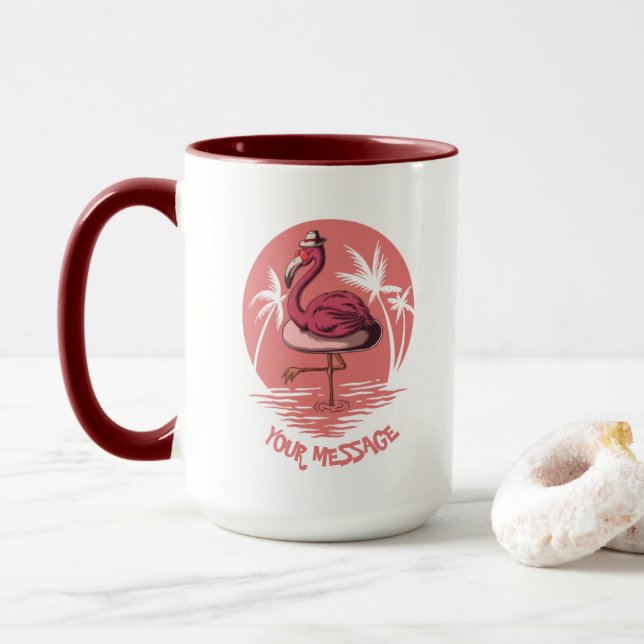 Taza Flamenco Rosado Pájaro (Con donut)