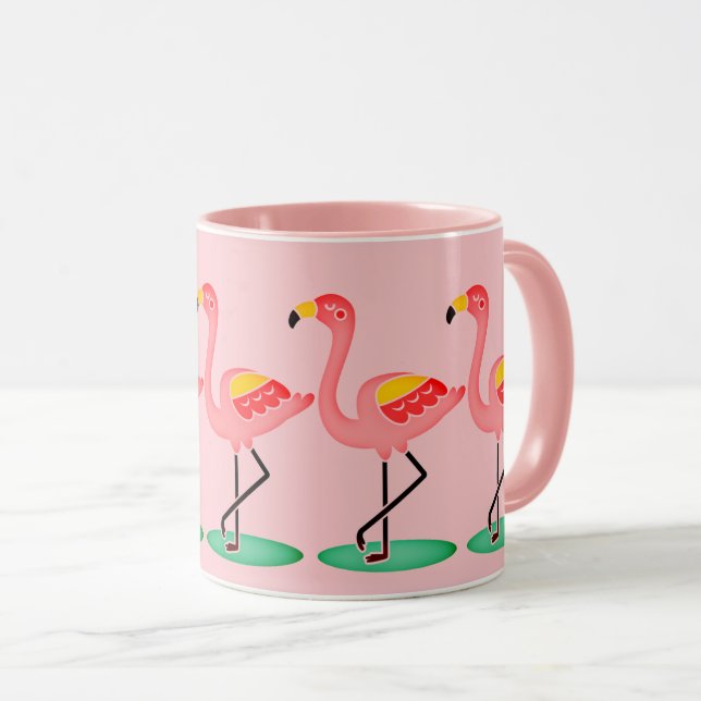 Taza Flamencos rosados bonitos (Anverso derecho)