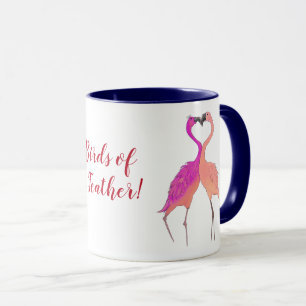 Taza Flamencos rosados brillantes en el amor Aves de un