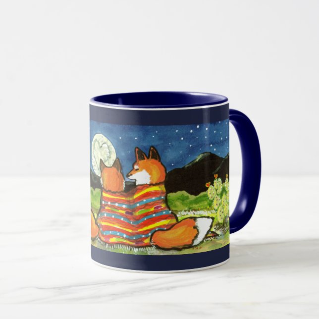 Taza "Flamin' Love" Red Foxes Fox Romántico Designer Mu (Anverso derecho)