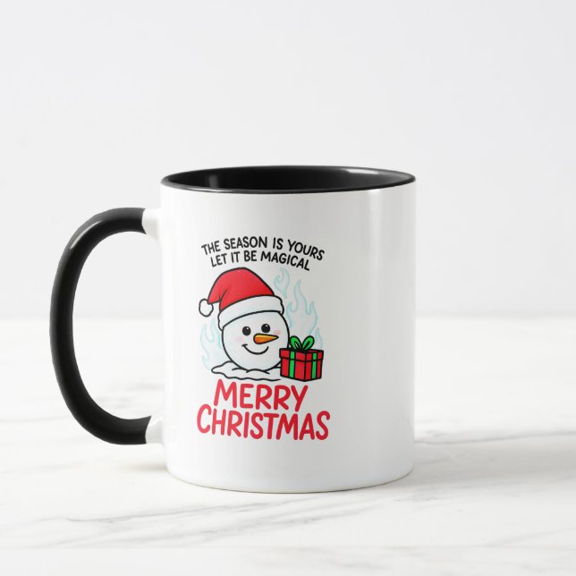 Taza Flaming Snowman Merry Christmas Funny Holiday Gift (Izquierda)