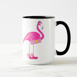 Taza Flamingo Black 15 oz Ringer Mug