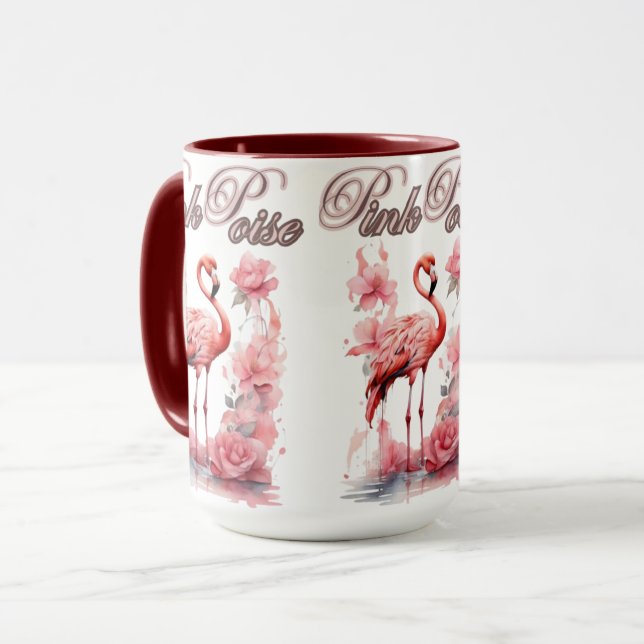 Taza Flamingo expresivo | Acuarela y arte floral (Anverso izquierdo)