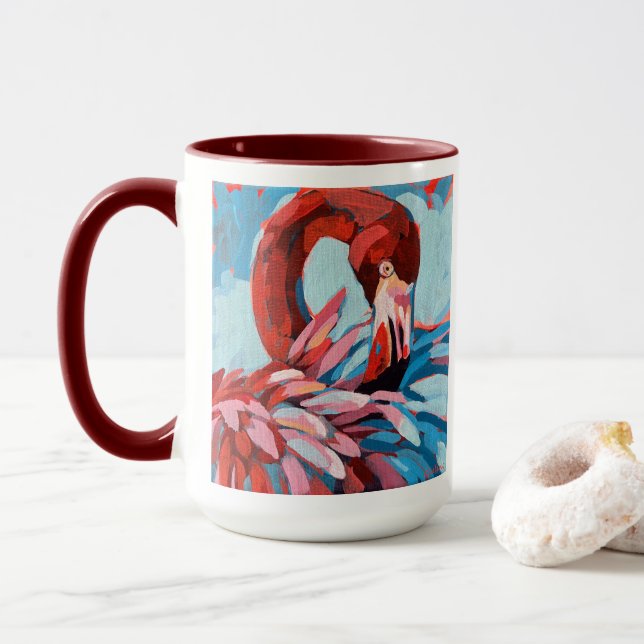 Taza Flamingo Painting - Gift for Flamingo Lovers (Con donut)