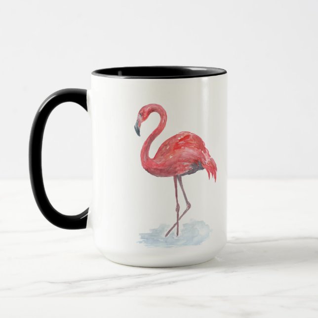 Taza Flamingo rosa, acuarela. (Izquierda)