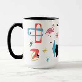 Taza Flamingo Rosa de Época Media Óvalos Estallido de D