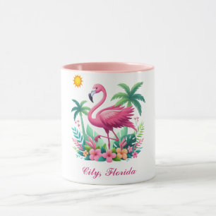Taza Flamingo rosa de Florida/Tropical