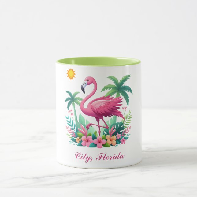 Taza Flamingo rosa de Florida/Tropical (Centro)