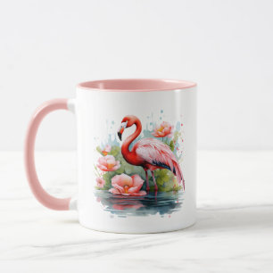 Taza Flamingo rosa lindo añadir monograma