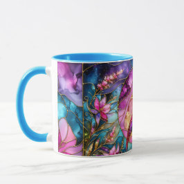 Taza Flamingo Rosa Mosaico de Vidrio Emplomado