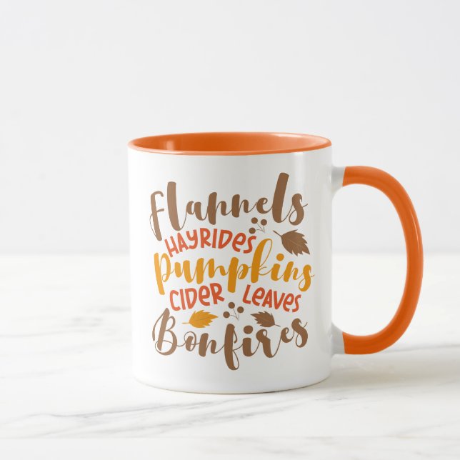 Taza Flandes Hay Rides Pumpkins Cider Sale Fuegos (Derecha)