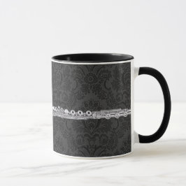 Taza Flauta de plata en el damasco negro