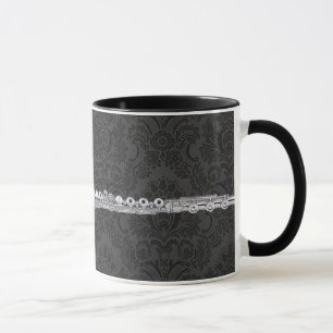 Taza Flauta de plata en el damasco negro