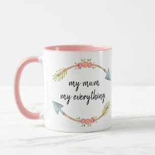 Taza Flecha floral de acuarela rosa
