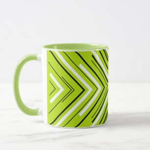 Taza Flechas en verde limón, negro y blanco