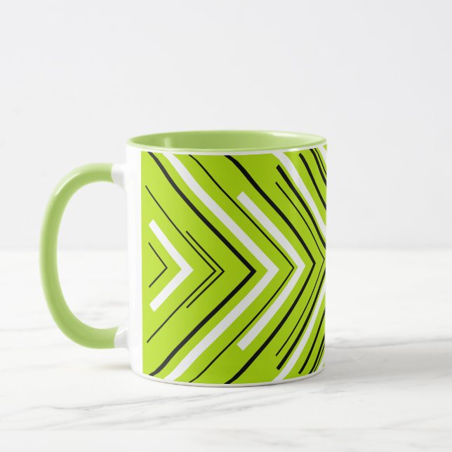 Taza Flechas en verde limón, negro y blanco (Izquierda)