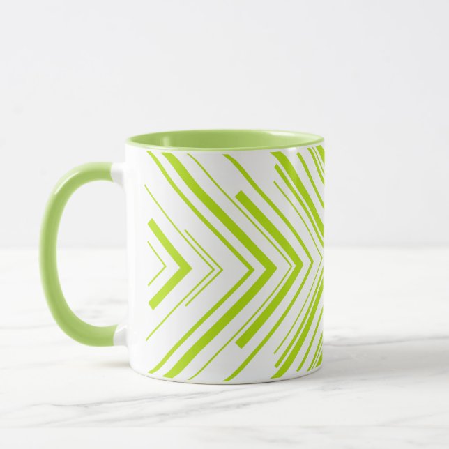Taza Flechas en verde limón y blanco (Izquierda)