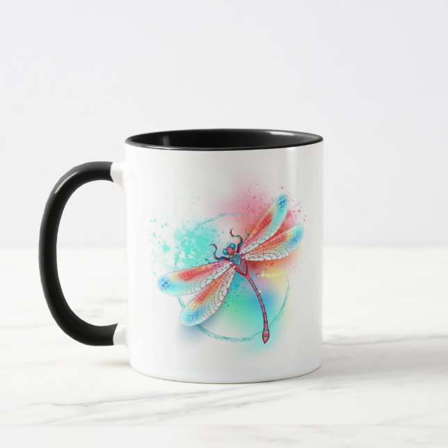 Taza Fléon roja sobre fondo acuarela (Izquierda)