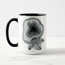 Taza Flor abstracto de arte de línea radial café de dos