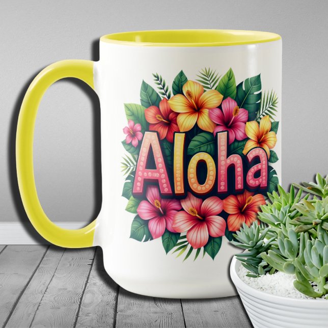 Taza Flor Aloha Tropical Vibes Hawai (Subido por el creador)